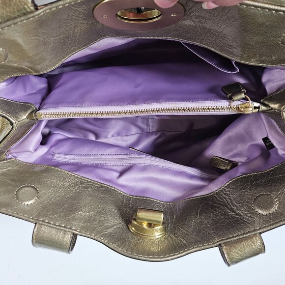 Coach Purse Garnet Gold Patent Leather Turnlock Satchel 13915 - Picture 11 of 16